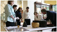 Mrs. Laura Bush is shown artifacts from the Afghani and Burmese Collections at the British Museum in London on Monday, June 16, 2008.