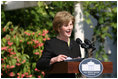 Mrs. Laura Bush speaks during a celebration of World Refugee Day Friday, June 20, 2008, at the White House. Said Mrs. Bush, "In the past 30 years, the United States has accepted some 2.7 million refugees. And this year, we'll take in as many as 70,000 displaced men, women and children. World Refugee Day is a chance to commemorate these humanitarian commitments. And it's an opportunity to thank the men and women who've worked to make these commitments possible."