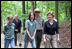 Mrs. Laura Bush walks on a trail in the Marsh-Billings-Rockefeller National Historical Park Monday, June 23, 2008, in Woodstock, Vt. With her are Rolf Diamant, park superintendent, and students of the Service-Learning program. President Bush has proclaimed 2008 as Great Outdoors Month to celebrate the grandeur of our open spaces, strengthen our commitment to preserving this heritage, and reaffirm our dedication to protecting our air, water, and lands.