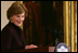 Mrs. Laura Bush welcomes guests Friday, March 7, 2008, to the East Room of the White House for a scene performance of Chasing George Washington: A White House Adventure. Mrs.Bush also spoke about the importance of learning through the arts and in support of the Kennedy Center/White House Historical Association theater series.