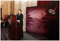 Mrs. Laura Bush delivers remarks at the Susan G. Komen for the Cure Global Initiative Luncheon Wednesday, March 12, 2008, at the U.S. Capitol in Washington, D.C. Mrs. Bush also talked about her upcoming trip to Mexico City where she will announce the U.S.-Mexico Partnership for Breast Cancer Awareness and Research.