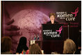 Mrs. Laura Bush delivers remarks at the Susan G. Komen for the Cure Global Initiative Luncheon Wednesday, March 12, 2008, at the U.S. Capitol in Washington, D.C. Mrs. Bush also talked about her upcoming trip to Mexico City where she will announce the U.S.-Mexico Partnership for Breast Cancer Awareness and Research.