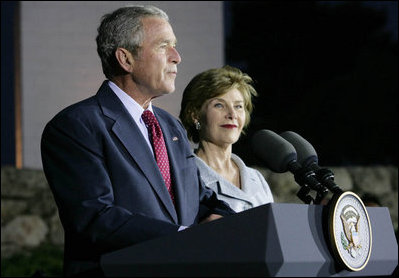 With Mrs. Laura Bush by his side, President George W. Bush delivers remarks at a reception Thursday, May 15, 2008, at the Israel Museum in Jerusalem in honor of the 60th anniversary of the state of Israel.