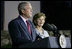 With Mrs. Laura Bush by his side, President George W. Bush delivers remarks at a reception Thursday, May 15, 2008, at the Israel Museum in Jerusalem in honor of the 60th anniversary of the state of Israel.