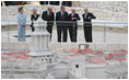 President George W. Bush and Laura Bush are shown a large model of the city of Jerusalem, Thursday, May 15, 2008 at The Israel Museum in Jerusalem, prior attending a reception and dinner at the museum.President and Mrs. Bush are joined by Prime Minister Ehud Olmert and his wife, Aliza Olmert, left, and Israeli President Shimon Peres, right.