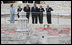 President George W. Bush and Laura Bush are shown a large model of the city of Jerusalem, Thursday, May 15, 2008 at The Israel Museum in Jerusalem, prior attending a reception and dinner at the museum.President and Mrs. Bush are joined by Prime Minister Ehud Olmert and his wife, Aliza Olmert, left, and Israeli President Shimon Peres, right.