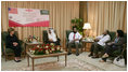 Mrs. Laura Bush attends a briefing with medical professionals and members of the Saudi Cancer Society Friday, May 16, 2008, at the King Fahd Medical City facility in Riyadh, Saudi Arabia, to discuss the success and progress of the U.S.-Saudi Partnership for Breast Cancer Awareness and Research.