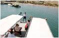 Mrs. Laura Bush is seen as she prepares to leave on the Challenger Boat Tour Saturday, May 17, 2008, off the coast of Sharm El Sheikh, Egypt.