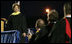 Mrs. Laura Bush smiles during applause after delivering the commencement speech for the Class of 2008 Thursday, May 29, 2008, at Enterprise High School in Enterprise, Alabama.