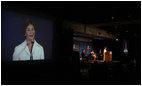 Mrs. Laura Bush speaks at the White House Office of Faith-Based and Community Initiatives Gulf Coast Summit Friday, May 30, 2008, in New Orleans.