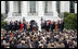 President George W. Bush speaks to employees of the Executive Office of the President Thursday, Nov. 6, 2008, about the upcoming transition. In thanking the staff, the President said, "The people on this lawn represent diverse backgrounds, talents, and experiences. Yet we all share a steadfast devotion to the United States. We believe that service to our fellow citizens is a noble calling -- and the privilege of a lifetime."