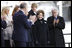 Mrs. Laura Bush acknowledges applause as she is introduced on stage Tuesday, Nov. 11, 2008, at the rededication ceremony for the Intrepid Sea, Air and Space Museum in New York.