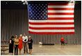 Mrs. Laura Bush and Mrs. Cindy McCain visit the Minneapolis Convention Center Monday, September 1, 2008, in an effort to bring attention to the work that volunteers are doing to support the victims of Hurricane Gustav.