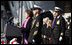 Mrs. Doro Bush Koch addresses her remarks and "brings the ship to life," prompting sailors to come aboard, during the commissioning ceremony of the USS George H. W. Bush (CVN 77) aircraft carrier Saturday, Jan 10, 2009 in Norfolk, Va., named in honor of her father, former President George H. W. Bush.