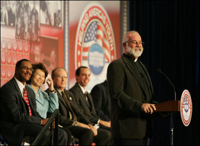 Father Gregory Boyle, founder of Homeboy Industries/Jobs for a Future, addresses the audience, Thursday, Oct. 27, 2005 at Howard University in Washington, at the White House Conference on Helping America's Youth. 