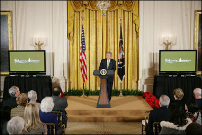 President George W. Bush, speaking Tuesday, Feb. 26, 2008 in the East Room of the White House, announces the launch of the National Endowment for the Humanities’ Picturing America initiative, to promote the teaching, study, and understanding of American history and culture in schools.