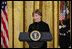 Mrs. Laura Bush welcomes invited guests Tuesday, Feb. 26, 2008 to the East Room of the White House, for the launch of the National Endowment for the Humanities’ Picturing America initiative, to promote the teaching, study, and understanding of American history and culture in schools.