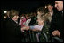 Mrs. Laura Bush greets members of the audience members that include representatives from breast cancer organizations, supporters of breast cancer research, breast cancer survivors and local residents during the Arch Lighting for Breast Cancer Awareness Thursday, Oct. 12, 2006, in St. Louis. White House photo by Shealah Craighead 