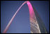 The Gateway Arch in St. Louis was illuminated in pink in honor of Breast Cancer Awareness Month during the Arch Lighting for Breast Cancer Awareness Thursday, Oct. 12, 2006. Mrs. Laura Bush delivered remarks and met with the audience members during the event. White House photo by Shealah Craighead 