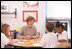 Mrs. Laura Bush participates in a discussion with children in a Boys & Girls Club program Thursday, Feb. 22, 2007 at the D’Iberville Elementary School in D’Iberville, Miss.