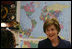 Mrs. Laura Bush visits with students at the Good Shepherd Nativity Mission School, Thursday, Nov. 1, 2007 in New Orleans, a Helping America's Youth visit with Big Brother and Big Sisters of Southeast Louisiana. Mrs. Bush thanked the group saying,"We know that positive role models are essential to young people's success." 