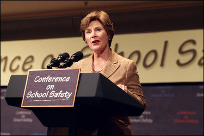 Mrs. Laura Bush speaks during a conference on school safety at the National 4-H Conference Center in Chevy Chase, Md., Tuesday, Oct. 10, 2006.