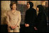 Mrs. Laura Bush smiles during her visit Friday, April 4, 2008, to Stavropoleos Church in Bucharest, Romania. The church, built in 1724, is an artistic monument displaying a well-balanced blend of Byzantine-oriental and Western-baroque elements.