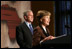 Mrs. Laura Bush addresses guests as she prepares to introduce President George W. Bush Thursday, Feb. 14, 2008 at the Smithsonian National Museum of African Art in Washington, D.C., prior to an address about their upcoming trip to Africa. Mrs. Bush outlined the many United States initiatives in cooperation with Africa nations that help improve education, reduce poverty and fight pandemic diseases.