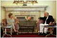 Mrs. Laura Bush meets with President Hamid Karzai of Afghanistan, Sunday, June 8, 2008, at Gul Khana Palace in Kabul.