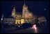 The Presidential limo pulls through the courtyard of Prague Castle following the NATO Summit dinner Thursday, Nov. 21, 2002.