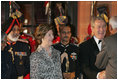 President and Mrs. Bush greet guests as they arrive Thursday, March 2, 2006, at the State Dinner at Rashtrapati Bhavan in New Delhi.