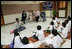 Mrs. Laura Bush visits an HIV/AIDS education prevention class, Friday, March 3, 2006 at the Acharya N.G. Ranga Agricultural University in Hyderabad, India.