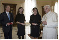 Mrs. Laura Bush, daughter Barbara Bush and Francis Rooney, U.S. Ambassador to the Vatican, meet in a private audience with Pope Benedict XVI, Thursday, Feb. 9, 2006 at the Vatican.