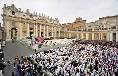 Thousands of mourners attend funeral mass Friday, April 8, 2005, inside Rome's St. Peter's Square for Pope John Paul II, who died April 2 at the age of 84.