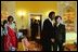 Laura Bush shows Jeannette Kagame, First Lady of the Republic of Rwanda, the view of Washington D. C from the residence Tuesday, March 4, 2003. White House photo by Susan Sterner.