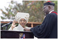 Liberia President Ellen Johnson Sirleaf is sworn-in as the first woman head of state in Africa, in Monrovia, Liberia, Jan. 16, 2006.