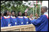 A choir sings during the inauguration ceremonies of President Ellen Johnson Sirleaf, Jan. 16, 2006 in Monrovia, Liberia.