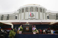 Liberian President Ellen Johnson Sirleaf addresses the audience at her inauguration in Monrovia, Liberia, Monday, Jan. 16, 2006. President Sirleaf is Africa's first female elected head of state. Mrs. Laura Bush and U.S. Secretary of State Condoleezza Rice attended the ceremony.