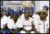 Traditional Nigerian dancers smile as they participate Wednesday, Jan. 18, 2006, in the festivities surrounding the visit by Laura Bush to St. Mary's hospital in Gwagwalada, Nigeria.