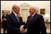 President Gerald Ford talks with Vice President Dick Cheney in the Oval Office July 16, 2003. The Vice President served as the former President's Chief of Staff.