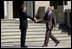 President George W. Bush is welcomed to Gleneagles Hotel in Auchterarder, Scotland, by Britain's Prime Minister Tony Blair Thursday, July 7, 2005, for the first G8 session.