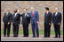 President George W. Bush participates in a photo opportunity with the major economic leaders of the G-8 Summit Wednesday, July 9, 2008, in Toyako, Japan. From left, President Luiz Inacio Lula da Silva of Brazil, President Thabo Mbeki of South Africa, Prime Minister Yasuo Fukuda of Japan, President Hu Jintao of China, and President Felipe Calderon of Mexico.