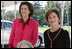 Mrs. Laura Bush welcomes former First Lady Lady Bird Johnson and her daughter, Lynda Johnson Robb, on their visit to the White House Oct. 19, 2005. White House photo by Krisanne Johnson. 