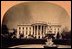 The first White House fountain, installed on the South Lawn in 1865, is shown in this detail from a stereophotograph, c.1866.