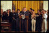 President George W. Bush speaks during the signing of an executive order creating the President's Advisory Commission on Educational Excellence for Hispanic Americans Oct. 12, 2001. He signed the order during the White House reception celebrating Hispanic Heritage Month.