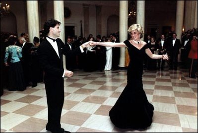 Britain's Princess Diana dances with actor John Travolta at a White House dinner on November 9, 1985.