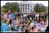 Lynne Cheney reads from her book, "America: A Patriotic Primer," at the White House Easter Egg Roll Monday, April 21, 2003. Accompanying Mrs. Cheney, several Cabinet members and authors also read to children during the day. 