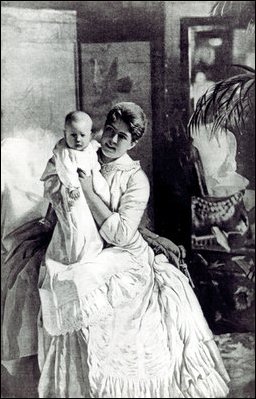 First Lady Frances Cleveland holds baby Esther, the first and only child of a president to be born at the White House. Esther was born on September 9 , 1893.