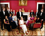 The Ronald Reagan family poses in the Red Room for a family portrait on his inaugural, January 20, 1981.