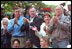 The Bush family enjoys a game of tee ball on the White House lawn on June 3, 2001. From left to right are Barbara Bush, Florida Governor Jeb Bush, former President George H.W. Bush, Laura Bush and President George W. Bush.